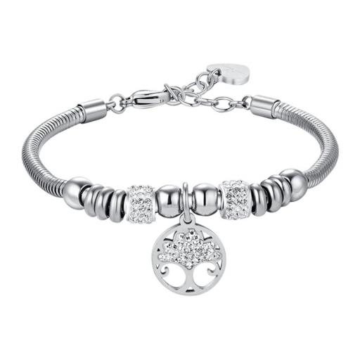 Pulsera Mujer Plateada de Acero Inoxidable con Árbol de la Vida 