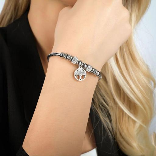 Pulsera Mujer Plateada de Acero Inoxidable con Árbol de la Vida  [1]