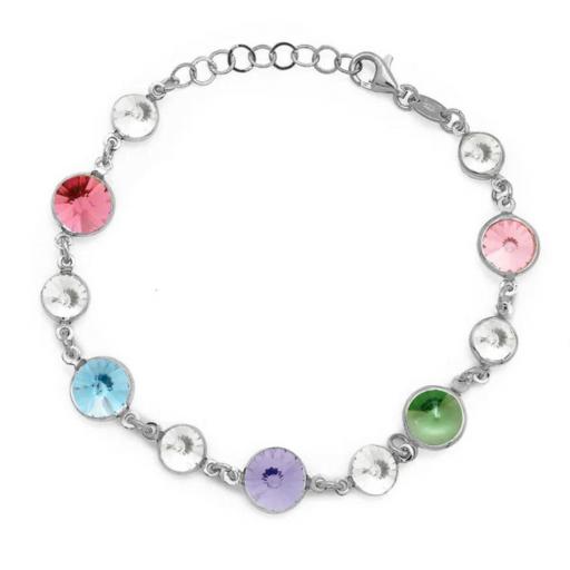 Pulsera Aura Multicolor Plata de Ley bañada en Rodio - Victoria Cruz