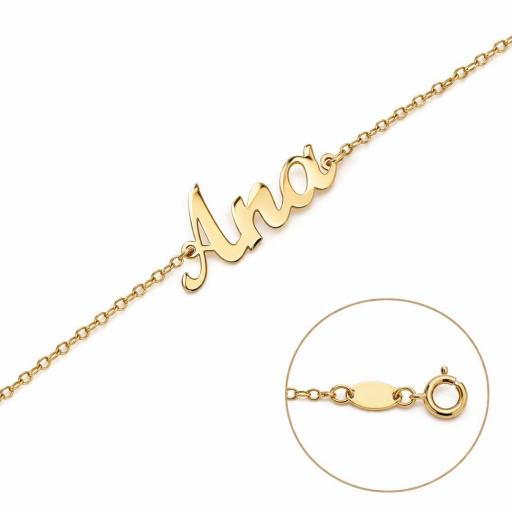 Pulsera Nombre en Oro 18K Personalizada Letra Inglesa Elegante [0]