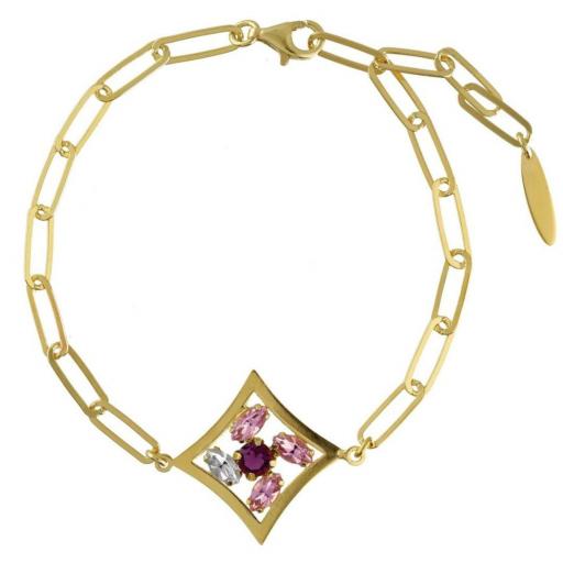 Pulsera Paris Rombo Cristal en Plata de Ley Bañada en Oro 18kt