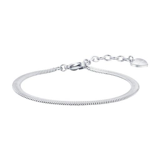 Pulsera Plana de Acero Estilo Serpiente con Alargador – Acabado Plateado
