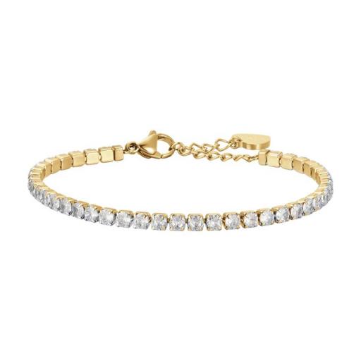 Pulsera Tenis Mujer Dorada con Cristales Blancos – Acero inoxidable