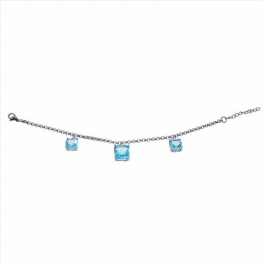 Pulsera Celeste by Avanty – Acero con 3 Piedras Celestes