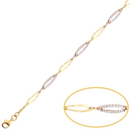 Pulsera bicolor de oro 18k rombos 