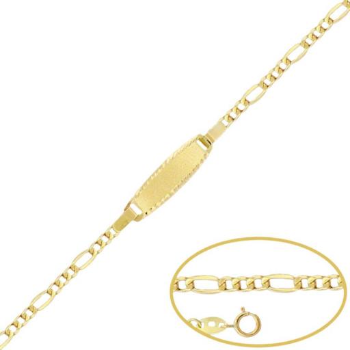 Pulsera de 13,50 cm para bebe con placa de oro 18k ideal como regalo