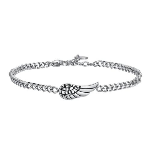Pulsera de Acero Hombre con Adorno de Ala – Diseño Urbano y Masculino