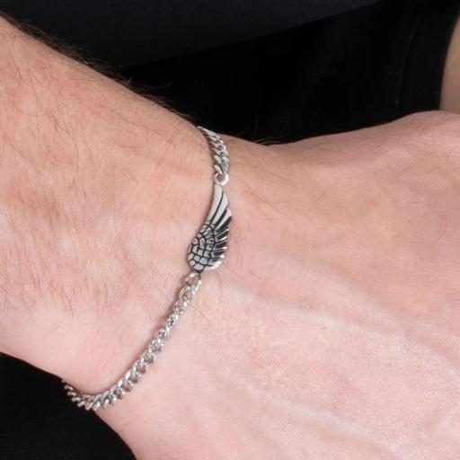 Pulsera de Acero Hombre con Adorno de Ala – Diseño Urbano y Masculino [1]