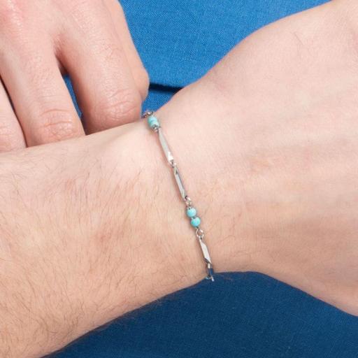 Pulsera de Acero con Turquesa – Estilo Moderno y Fuerza Masculina [2]