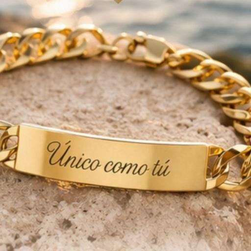 Pulsera de Hombre en Oro Amarillo 18K – Tipo Esclava con Cadena Barbada y Placa Fundida [2]