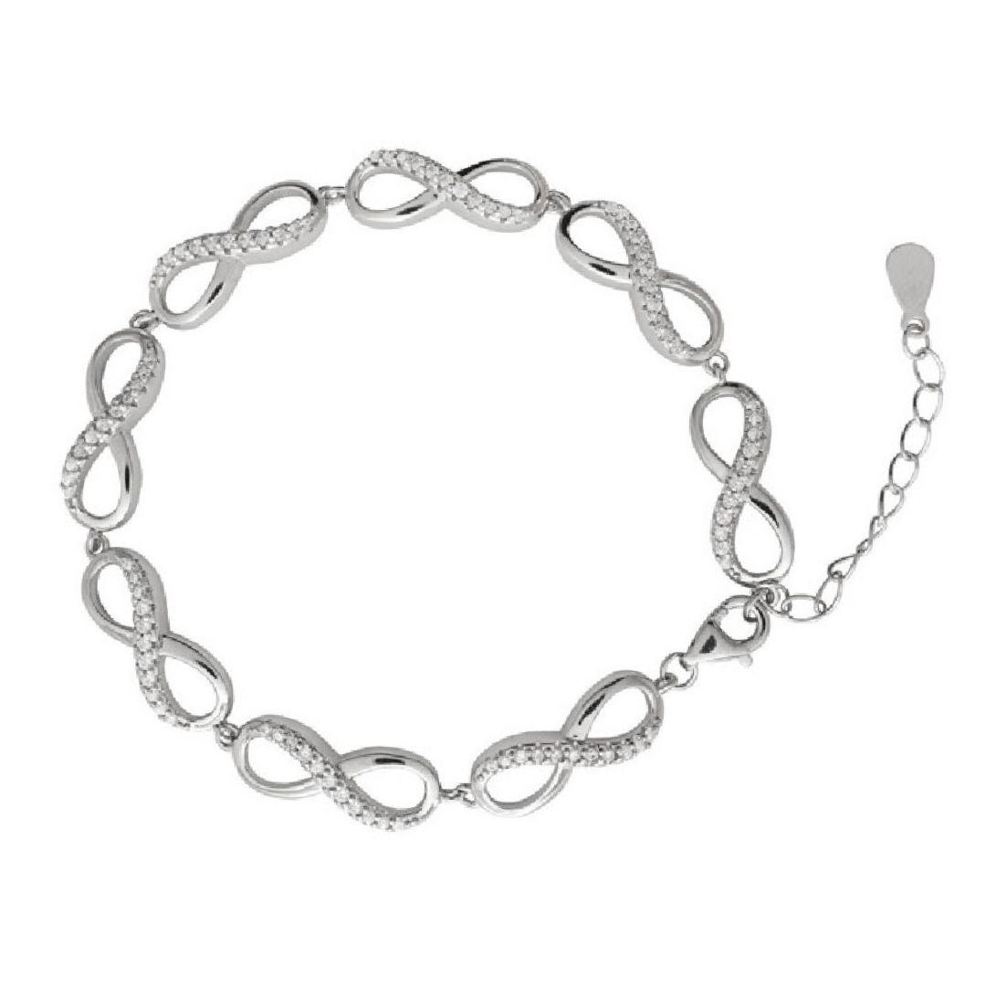Pulsera de Plata 925 con Símbolos Infinitos y Circonitas