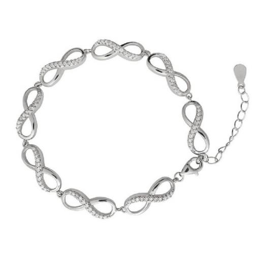 Pulsera de Plata 925 con Símbolos Infinitos y Circonitas