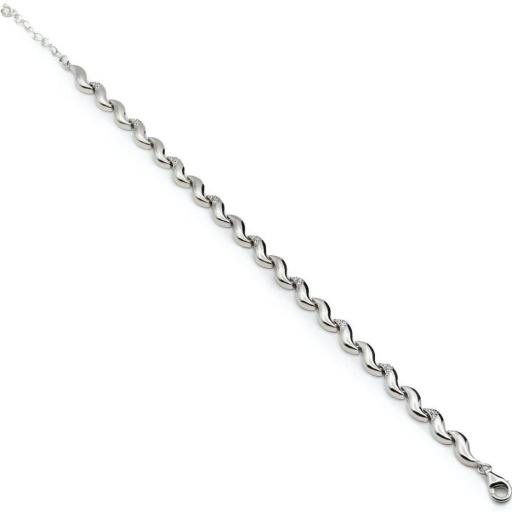 Pulsera de Plata con Circonitas y Eslabones Curvos – Elegancia Femenina y Diseño Sofisticado [1]