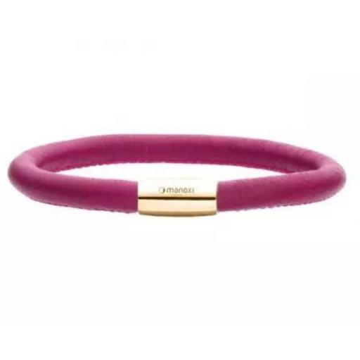  Pulsera de acero y cuero para mujer