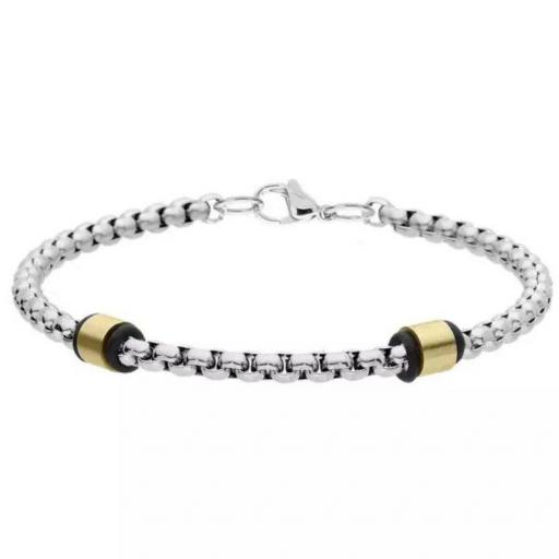 Pulsera de cadena para hombre con dijes doradas y acero inoxidable