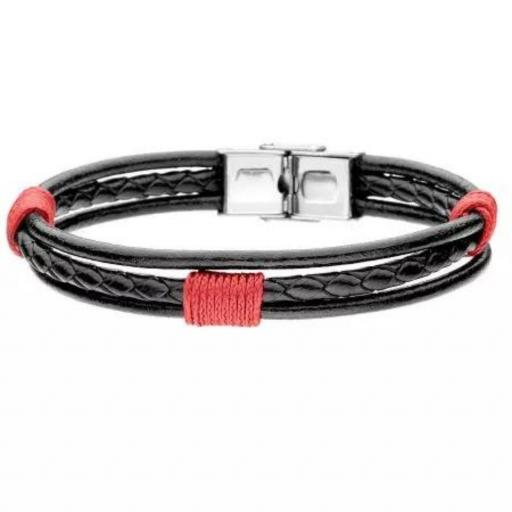 Pulsera combinada de hombre de piel negra con cordón rojo