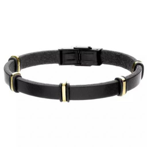 Pulsera de hombre de piel negra con adornos de oro