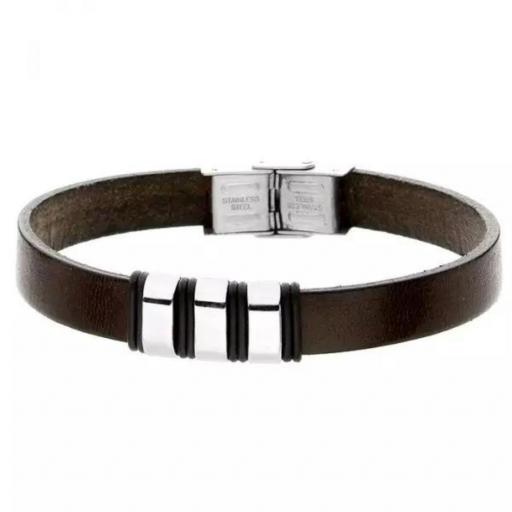 Pulsera de hombre marrón oscuro elaborada en cuero natural modelo 386