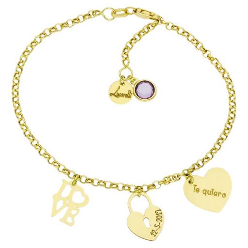 Pulsera de oro 18k personalizada, ANIVERSARIO