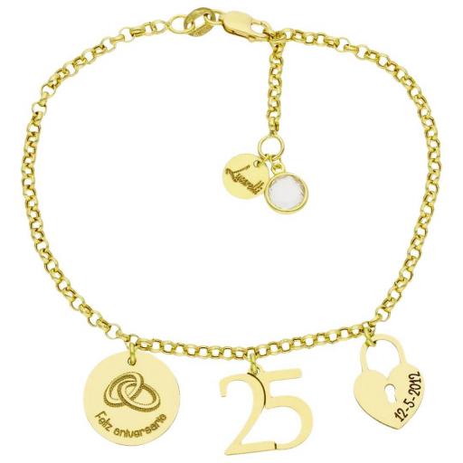  Pulsera personalizada de oro 18k MI HISTORIA ANIVERSARIO