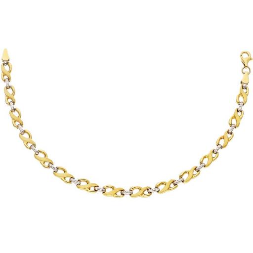 Pulsera de oro 18k troquelado bicolor para mujer de 20 cm