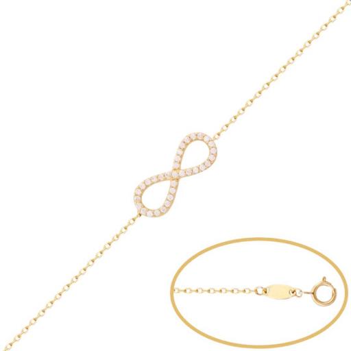 Pulsera cadena de oro 18k Infinito con circonitas blancas [1]