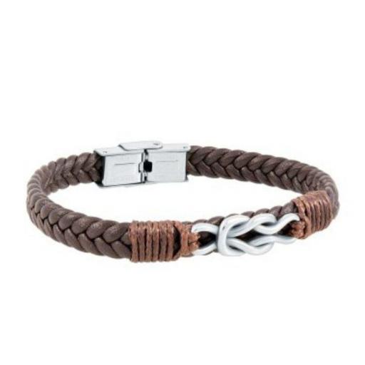 Pulsera de piel y acero para hombre collación OGO [1]