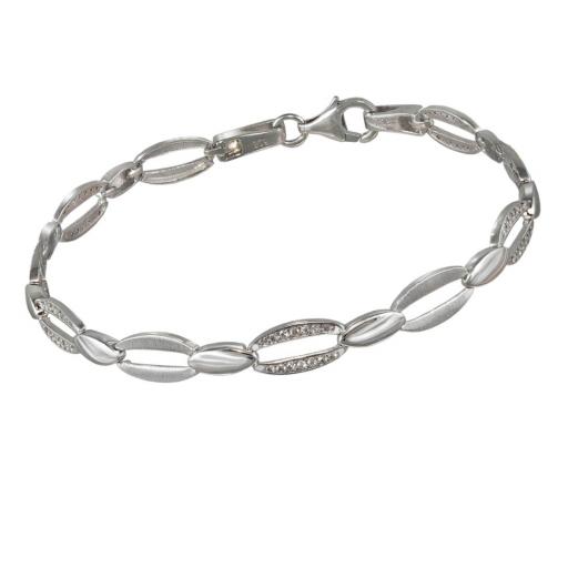 Pulsera de plata eslabón hueca con circonitas