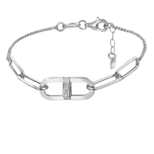 Pulsera de plata fina con eslabones huecos