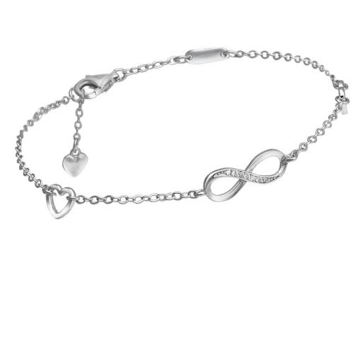 Pulsera de plata fina en forma de infinito con circonitas