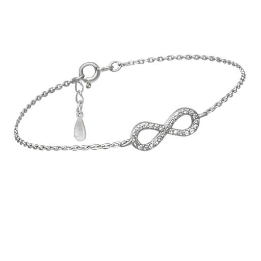 Pulsera de plata fina forma de infinito con circonitas