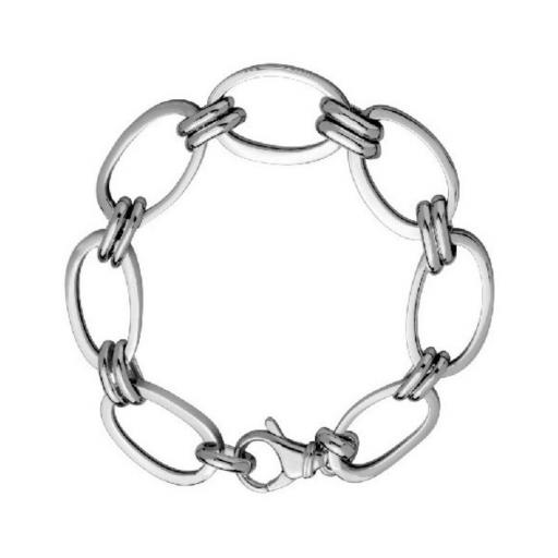 Pulsera de plata lisa eslabones unidos con doble eslabones pequeños para mujer