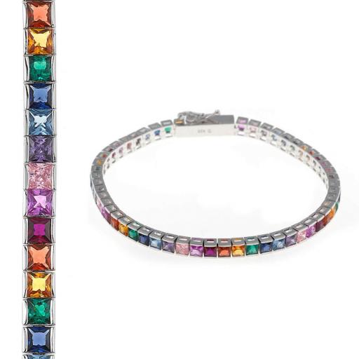 Pulsera de plata piedras multicolor de Salvatore Plata 