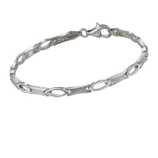 Pulsera de plata satinada y lisa eslabón hueca 