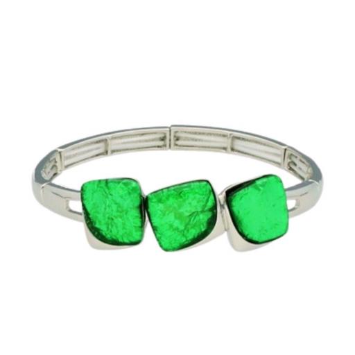  Pulsera elástica con resina verde