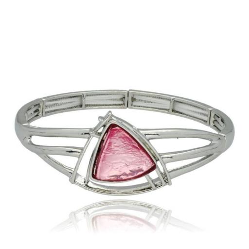 Pulsera elástica para mujer triángulo resina rosa