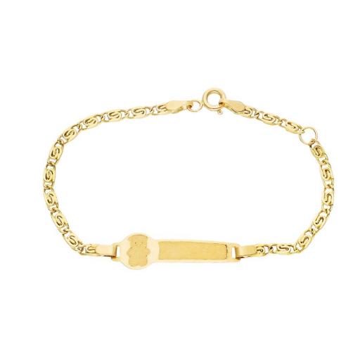 Pulsera en oro amarillo 18k de bebé con oso