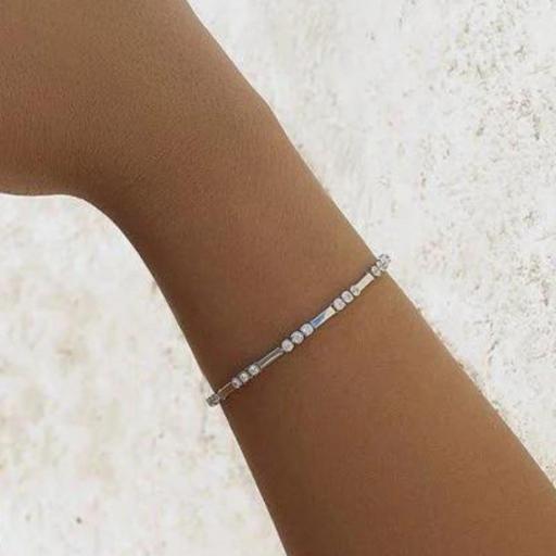 Pulsera fina y elegante de plata para mujer con circonitas redondas 18029 [1]