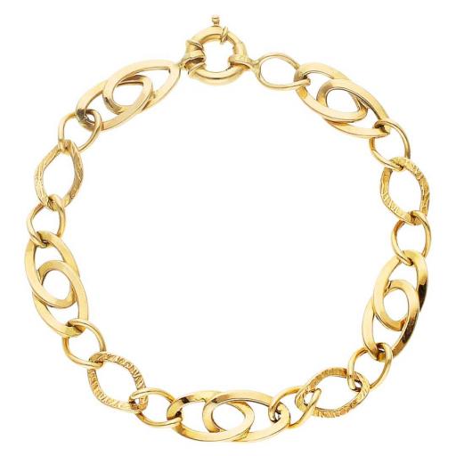 Pulsera hueca troquelada en oro amarillo de 18k