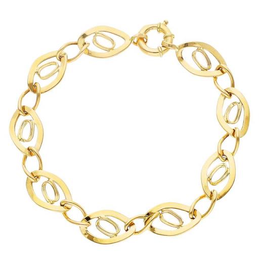 Pulsera hueca troquelada en oro amarillo de 18k  sin piedras