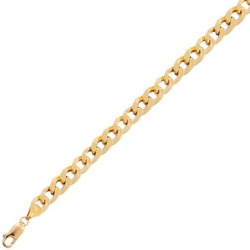 Pulsera oro 18k barbada hueca brillante para mujer de 20 cm