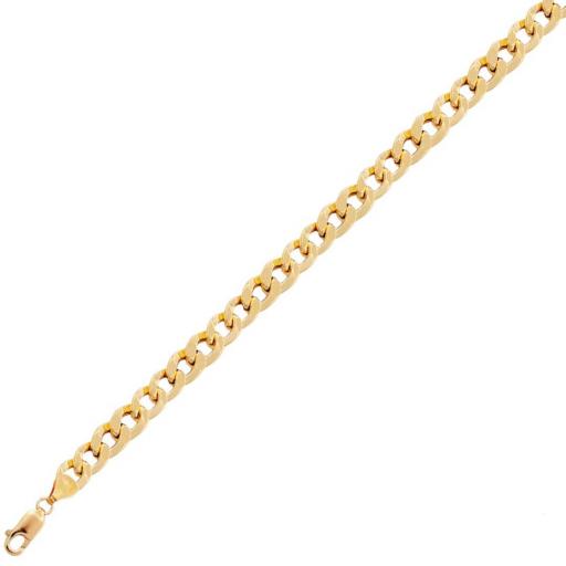 Pulsera oro 18k barbada hueca para mujer de 20 cm