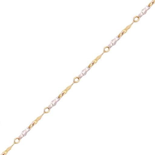 Pulsera oro 18k bicolor 19 cm brillante para mujer