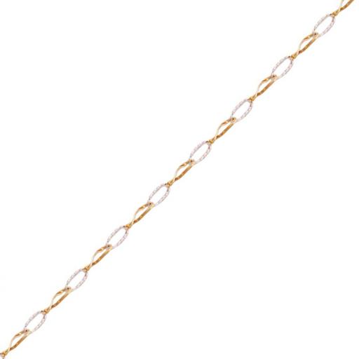 Pulsera oro 18k bicolor 19 cm con brillante para mujer