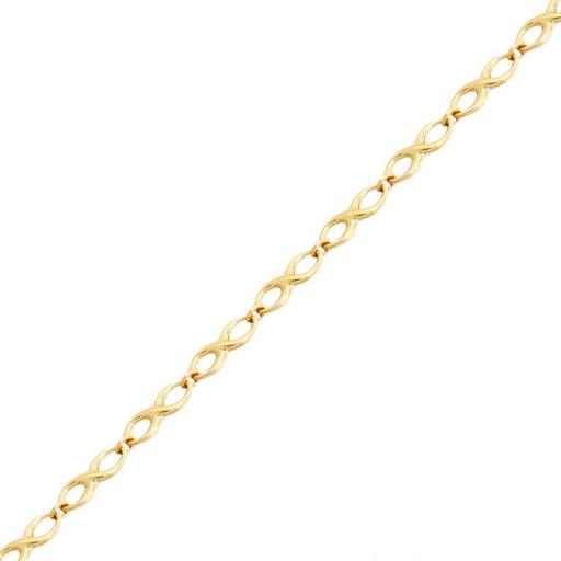 Pulsera oro 18k en forma de infinitos para mujer de 19 cm