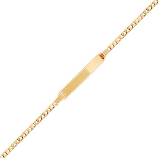 Pulsera oro 18k placa barbada de 14.5 cm