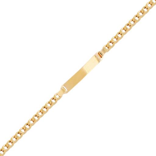 Pulsera oro 18k placa barbada de 18.5 cm