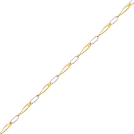 Pulsera oro 18k bicolor hueca para mujer