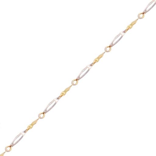 Pulsera oro 18k bicolor 19 cm para mujer