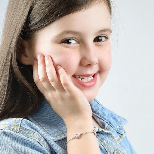 Pulsera para niña con mariposas rosas en acero – cómoda y encantadora [1]